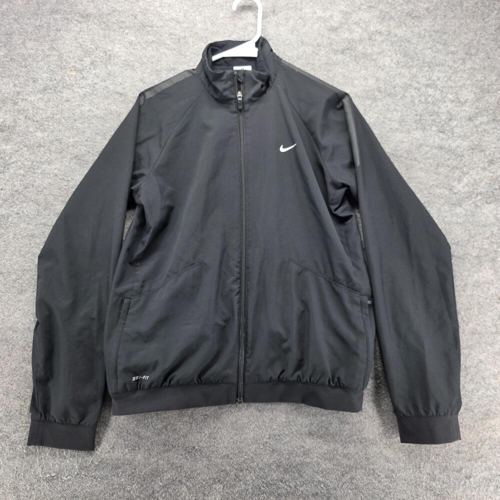 Nike Track Jacket Mens S Black Dri-FIT Full Zip Pockets Lightweight SP120812SIV